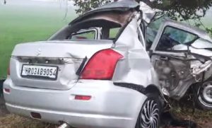 ਹਾਦਸੇ ’ਚ ਬੁਰੀ ਤਰ੍ਹਾਂ ਨੁਕਸਾਨੀ ਗਈ ਕਾਰ ਦਾ ਇਕ ਹੋਰ ਦ੍ਰਿਸ਼। -ਫੋਟੋ: ਰਾਜੇਸ਼ ਸੱਚਰ